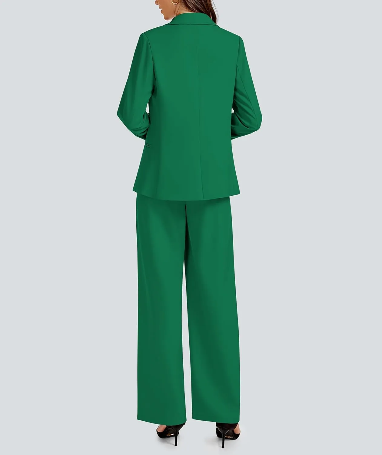 2 Piece Outfits for Women Business Casual Asymmetrical Blazer Jacket and Wide Leg Pants Matching Suit Sets