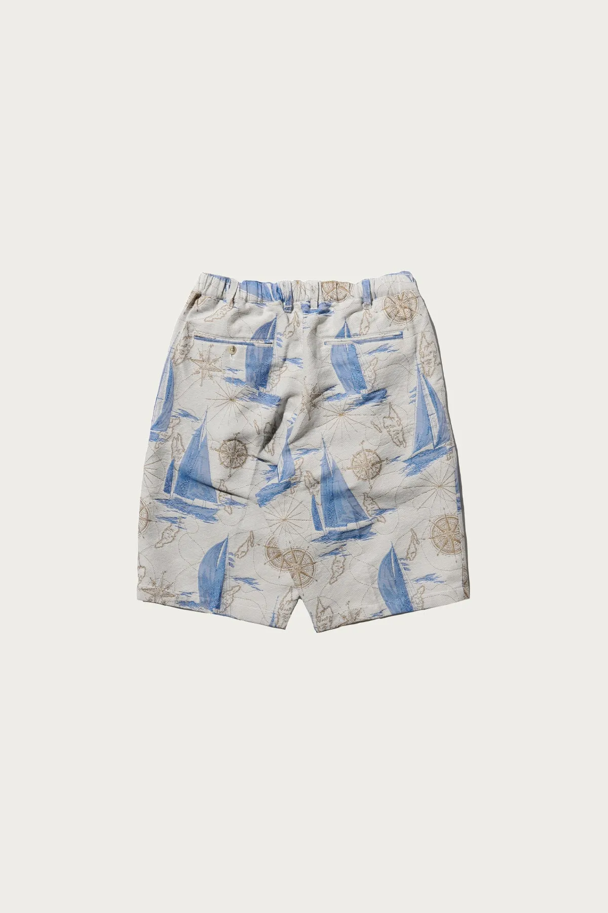 2 Pleats Relax Shorts Yacht Jacquard - Yacht
