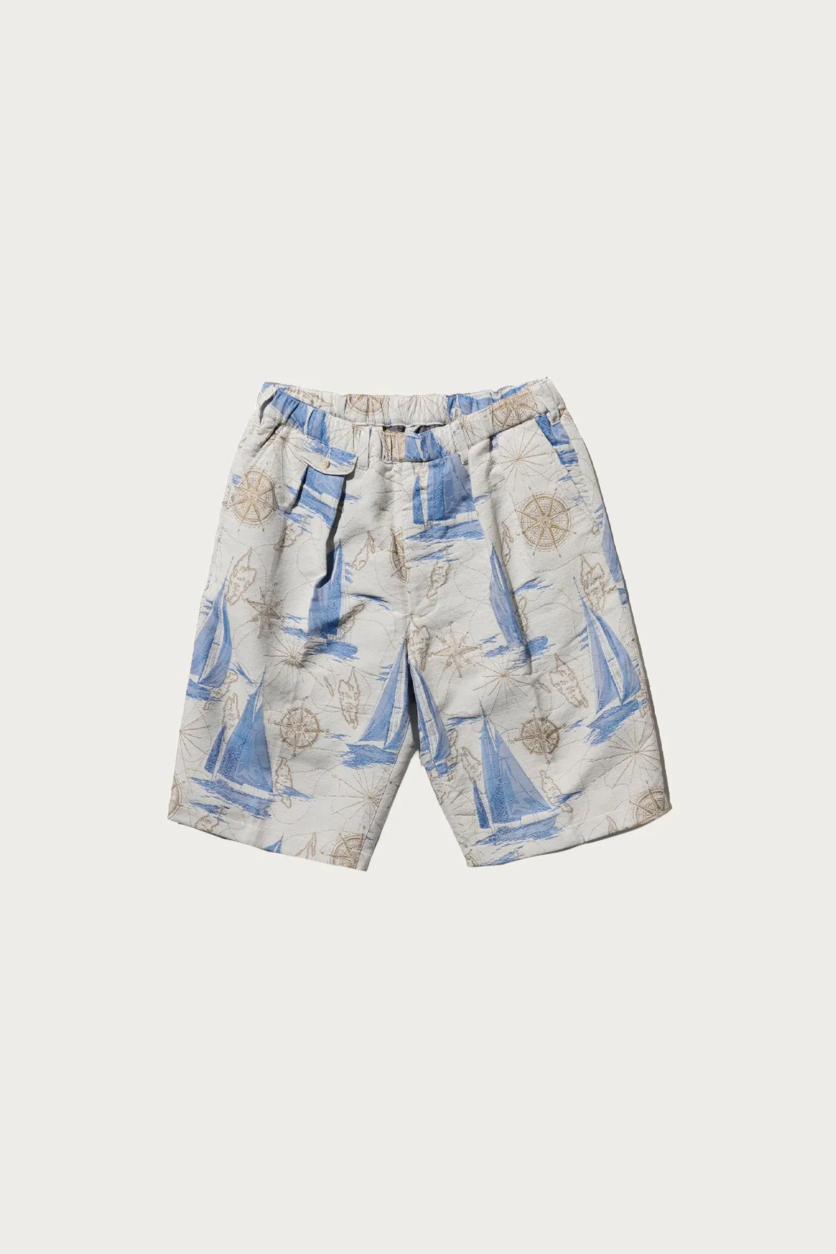 2 Pleats Relax Shorts Yacht Jacquard - Yacht