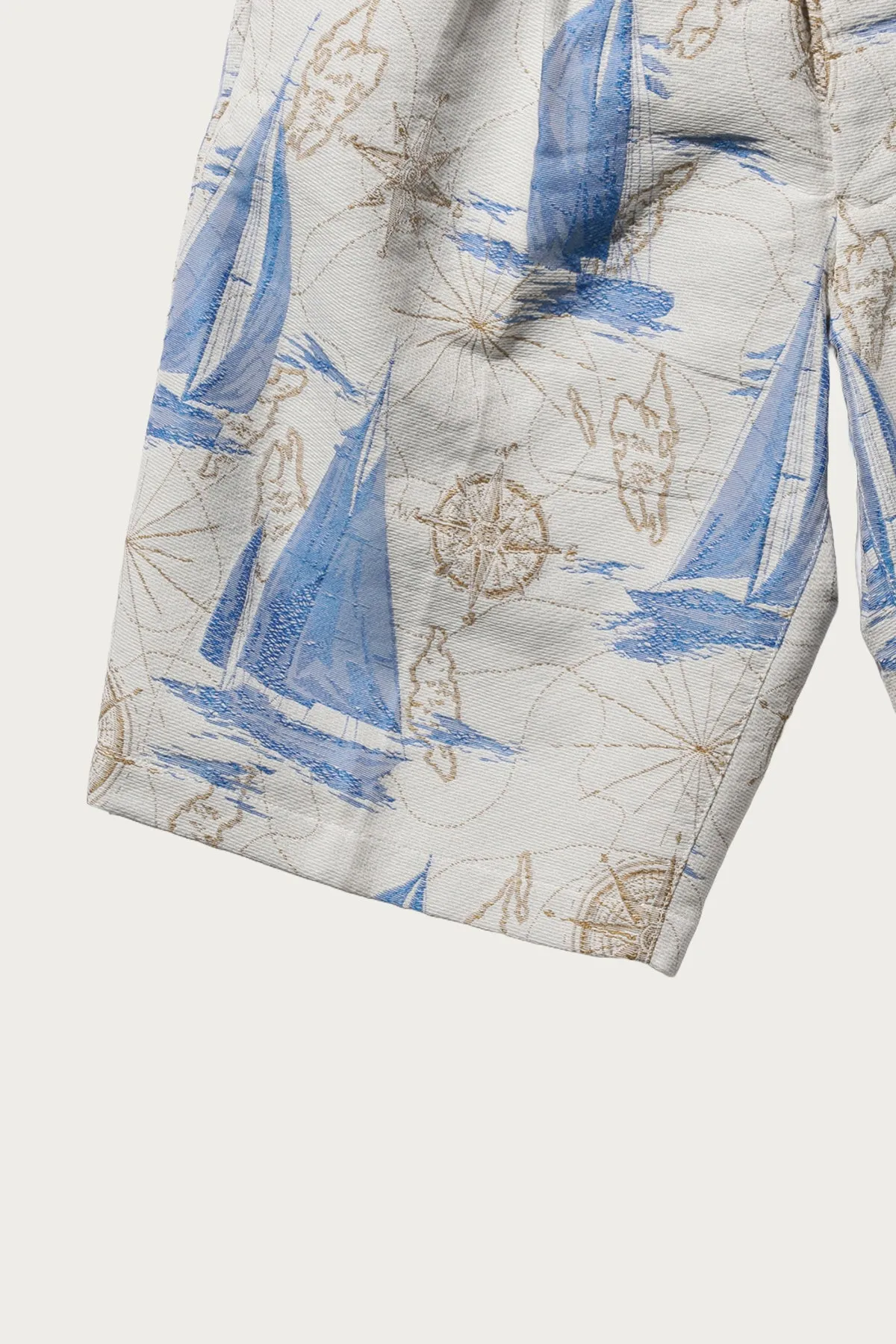 2 Pleats Relax Shorts Yacht Jacquard - Yacht
