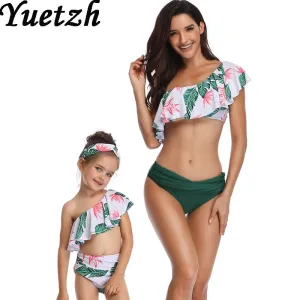 2019 New women swimwear girls bikini swimsuit biknis set kids child swim suit family mother  daughter swimming beachwear wear