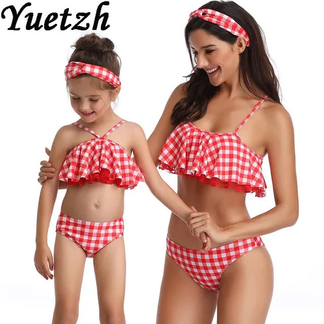 2019 New women swimwear girls bikini swimsuit biknis set kids child swim suit family mother  daughter swimming beachwear wear