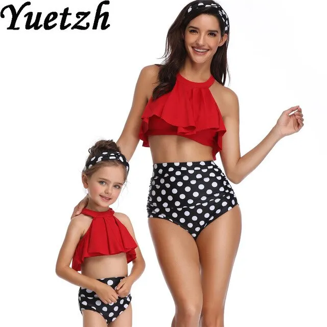 2019 New women swimwear girls bikini swimsuit biknis set kids child swim suit family mother  daughter swimming beachwear wear