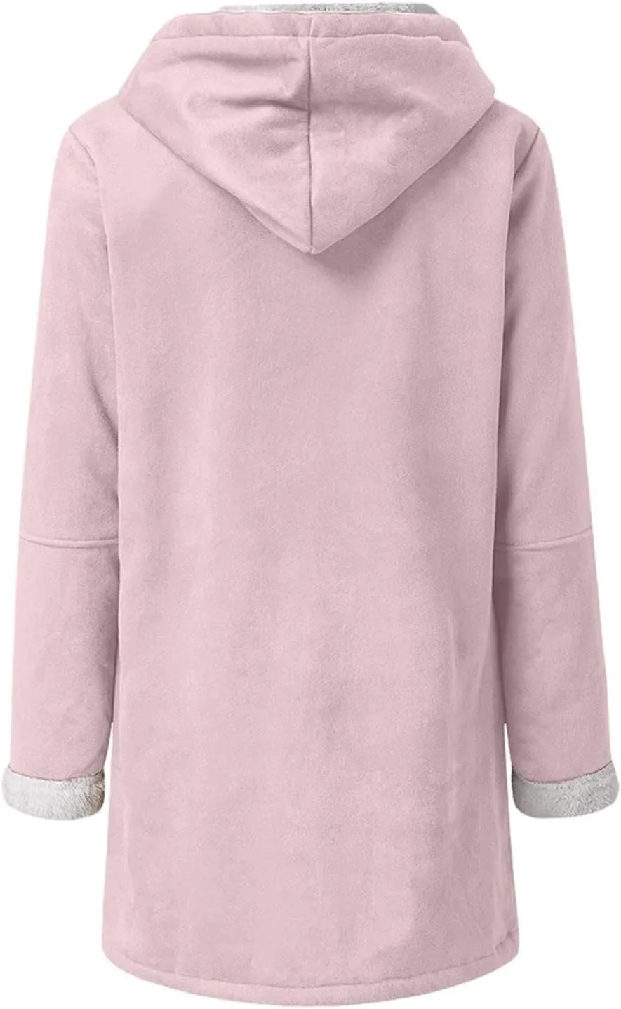 2024 Plus Size Winter Coats for Women Casual Fleece Sherpa Lined Jackets Trendy Shearling Suede Pea Coats