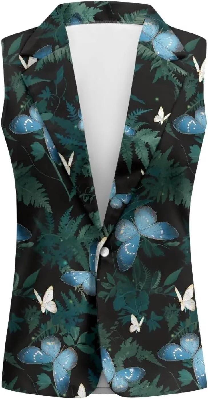 2025 Spring Summer Sleeveless Vest Blazer for Women Fashion Casual Open Front Work Office Tops One Button