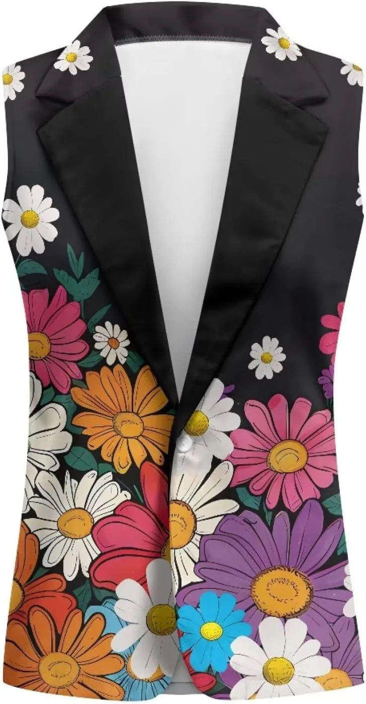 2025 Spring Summer Sleeveless Vest Blazer for Women Fashion Casual Open Front Work Office Tops One Button