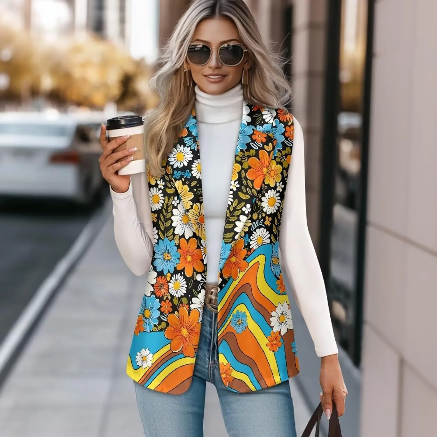 2025 Spring Summer Sleeveless Vest Blazer for Women Fashion Casual Open Front Work Office Tops One Button