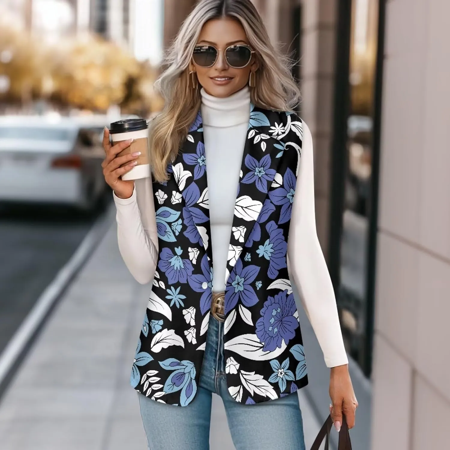 2025 Spring Summer Sleeveless Vest Blazer for Women Fashion Casual Open Front Work Office Tops One Button