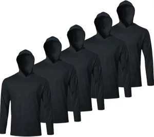 5 Pack Mens Long Sleeve Sun Protection Hooded Shirt Quick Dry Lightweight &Comfortable for Athletic Work Out Rash Guard