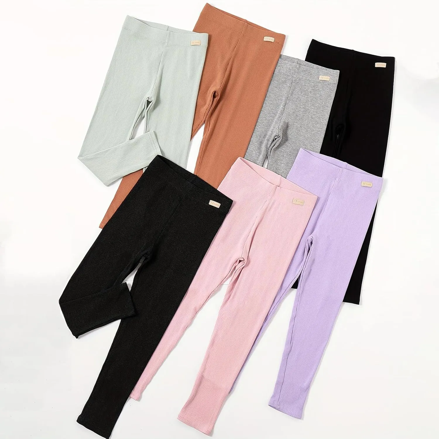 7 Pack Girls Leggings Girl Full Length Leggings Soft Comfortable Solid Pants for Girls Basic School Pants