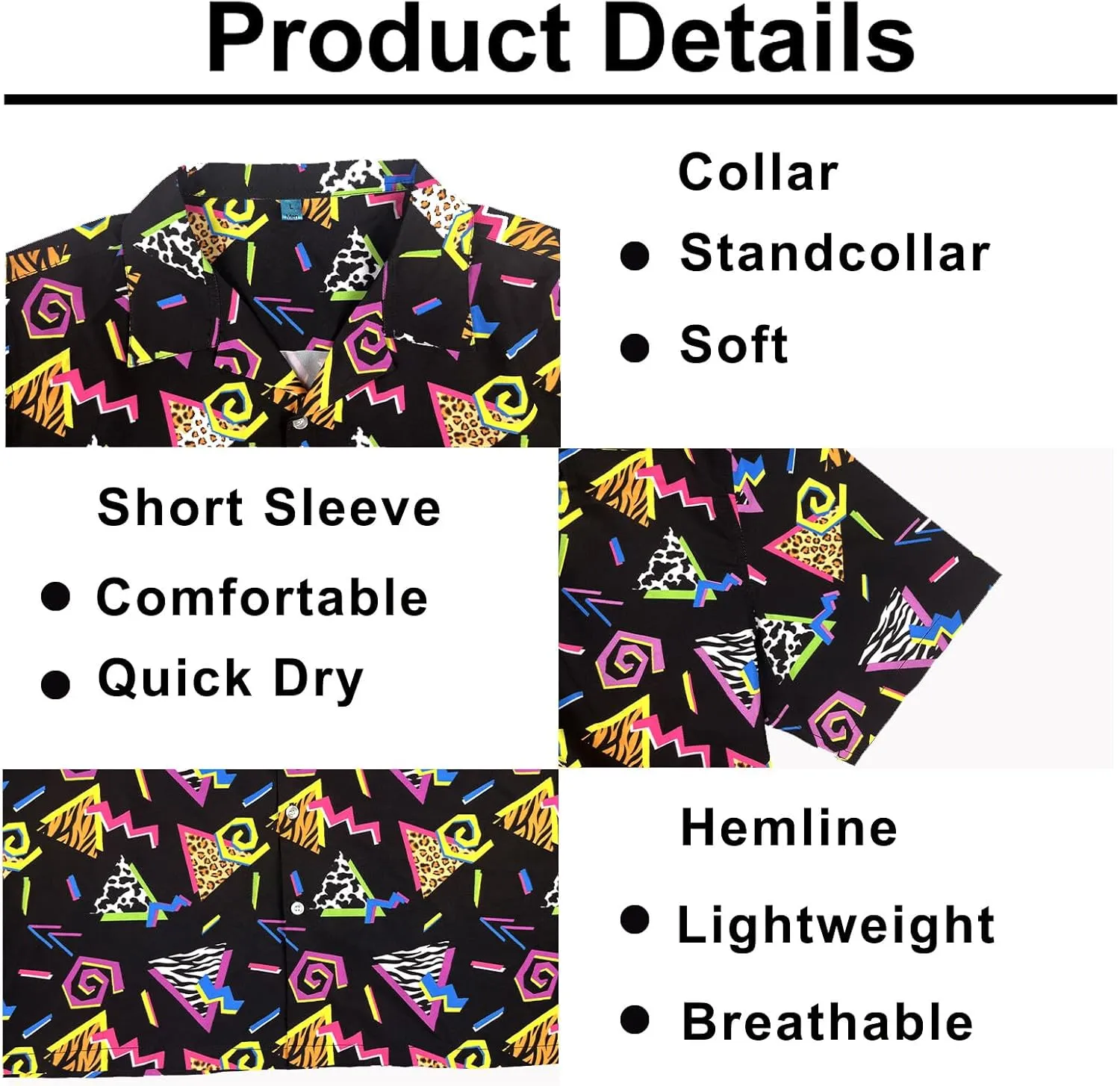 80s 90s Men's Hawaiian Outfits 2 Piece Shirt and Shorts Sets Button Down Beach Suits Disco Party