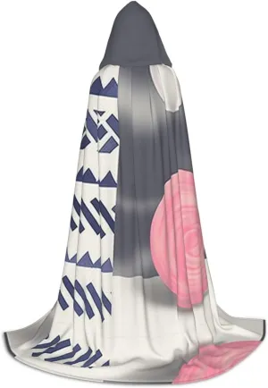 A huge pink full moon Black hooded cloak for men & Women, wizard cloak with, Durable & Comfortable Long cape for Halloween, Cosplay, PartiesMedium