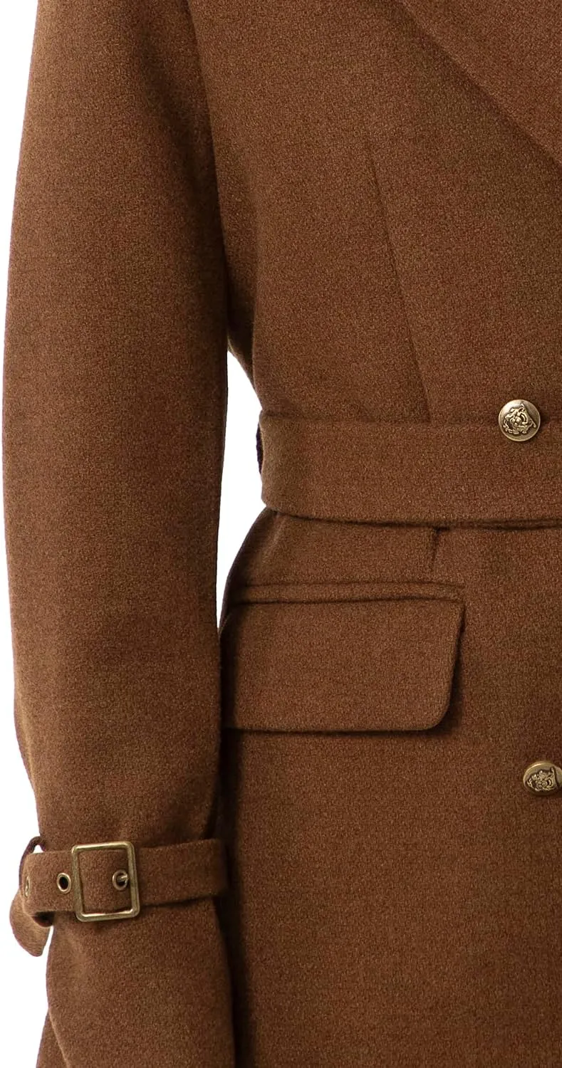 Ababalaya Wool Blend Pea Coat Winter Trench Coat with Belt Thick Cotton Lined Overcoats