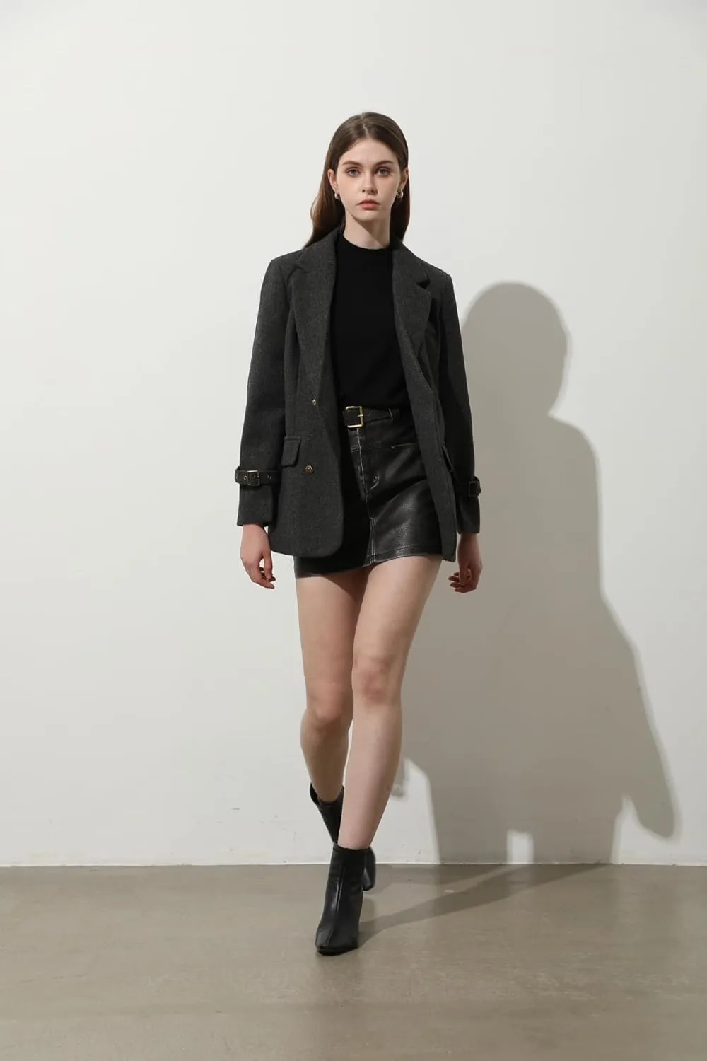Ababalaya Wool Blend Pea Coat Winter Trench Coat with Belt Thick Cotton Lined Overcoats