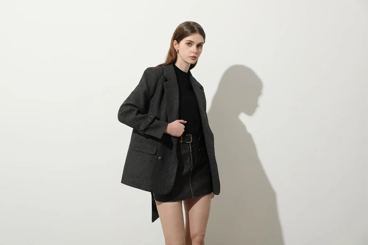 Ababalaya Wool Blend Pea Coat Winter Trench Coat with Belt Thick Cotton Lined Overcoats