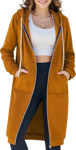 Ablanczoom Hoodies for Women Fashion Sweatshirts: Comfortable Full Zip Up Hoodie Womens Long Fleece Sweatshirt with Pockets