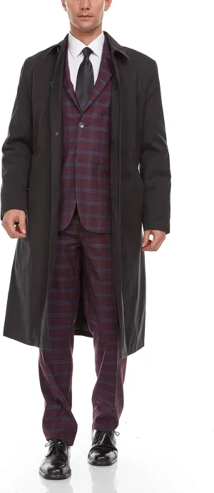 Adam Baker Men's Single & Double Breasted Belted Trench Coat Classic All Year Round Twill Raincoat