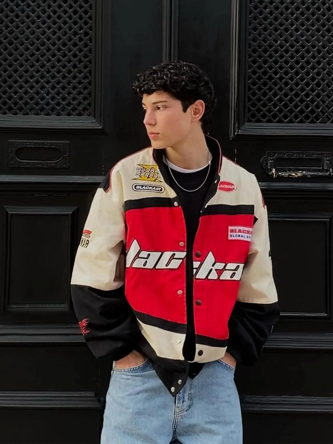 Aelfric Eden Men's Motorcycle Jacket Blackair Moto Varsity Baseball Jacket Women Vintage Coats