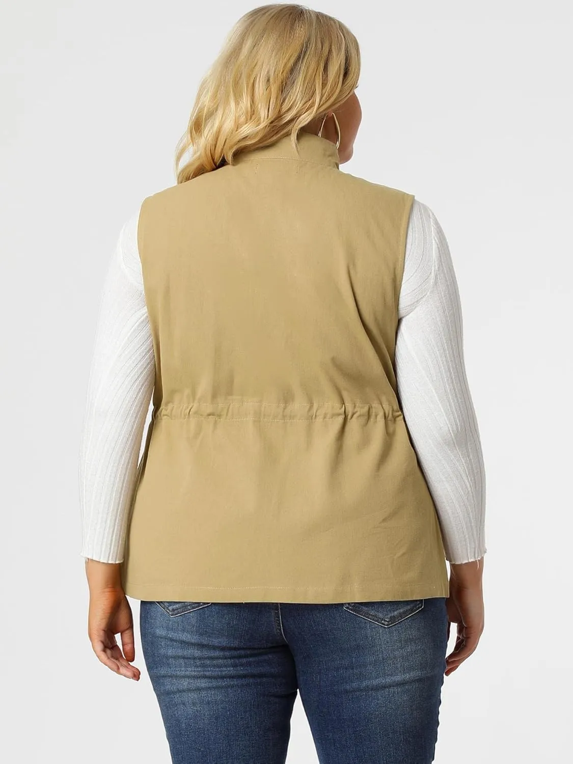 Agnes Orinda Plus Size Jackets for Women Lightweight Sleeveless Anorak Cargo Vest