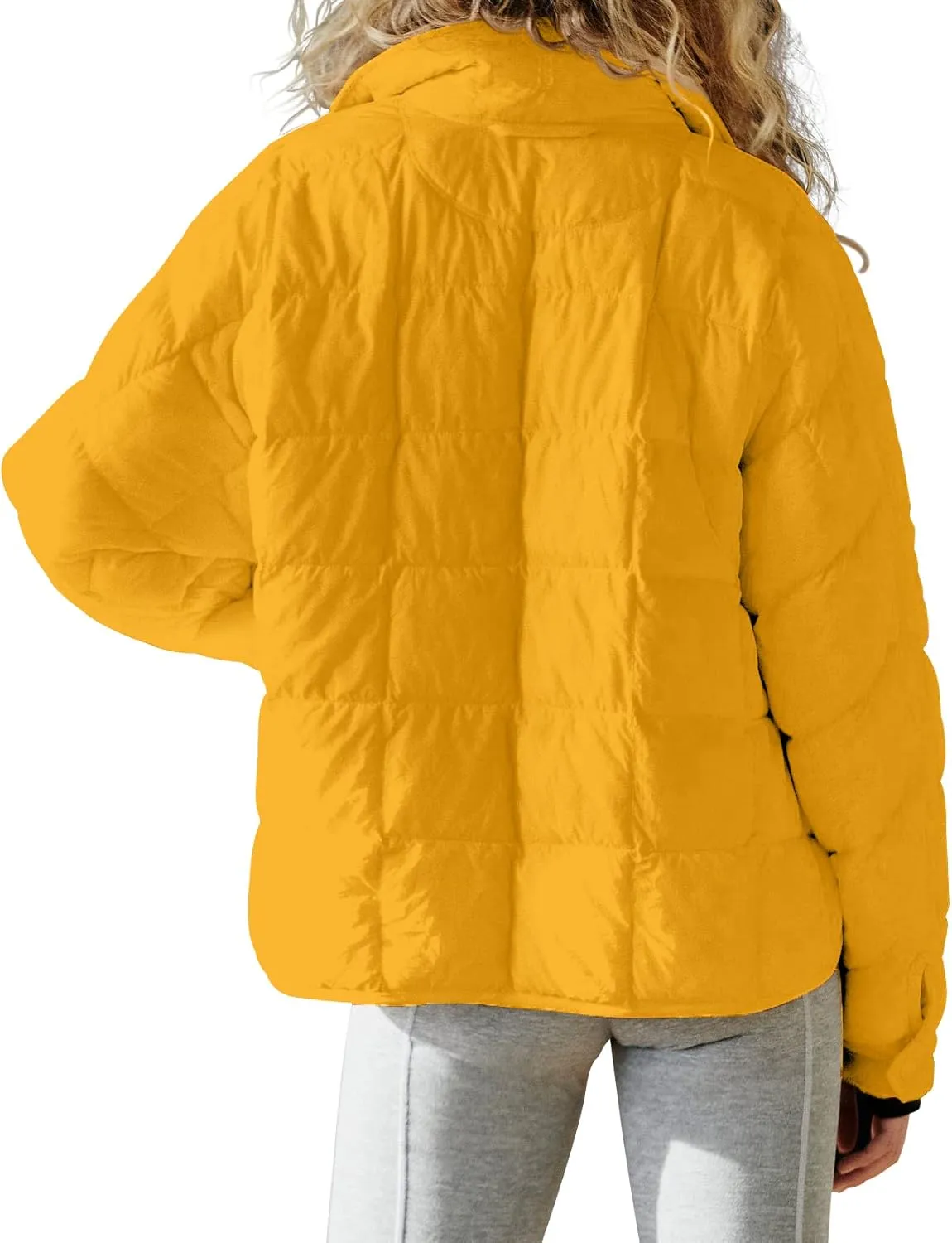 Aiopr Women's Oversized Lightweight Down Coat Long Sleeve Zip Packable Short Puffer Jackets