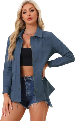 Allegra K Women's Utility Jackets Drawstring Waist 2025 Spring Flap Pockets Lightweight Jacket
