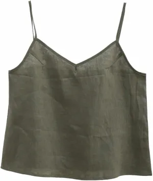 Amazhiyu Women's Linen Camisole Tank Top V-Neck Loose Casual Adjustable Strap Tops