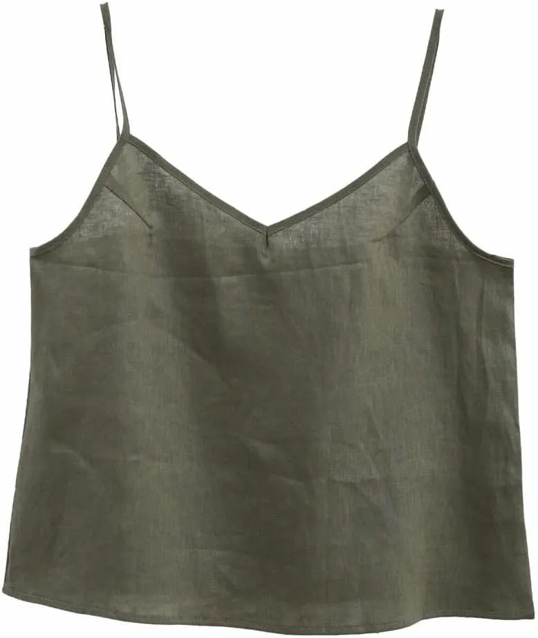 Amazhiyu Women's Linen Camisole Tank Top V-Neck Loose Casual Adjustable Strap Tops