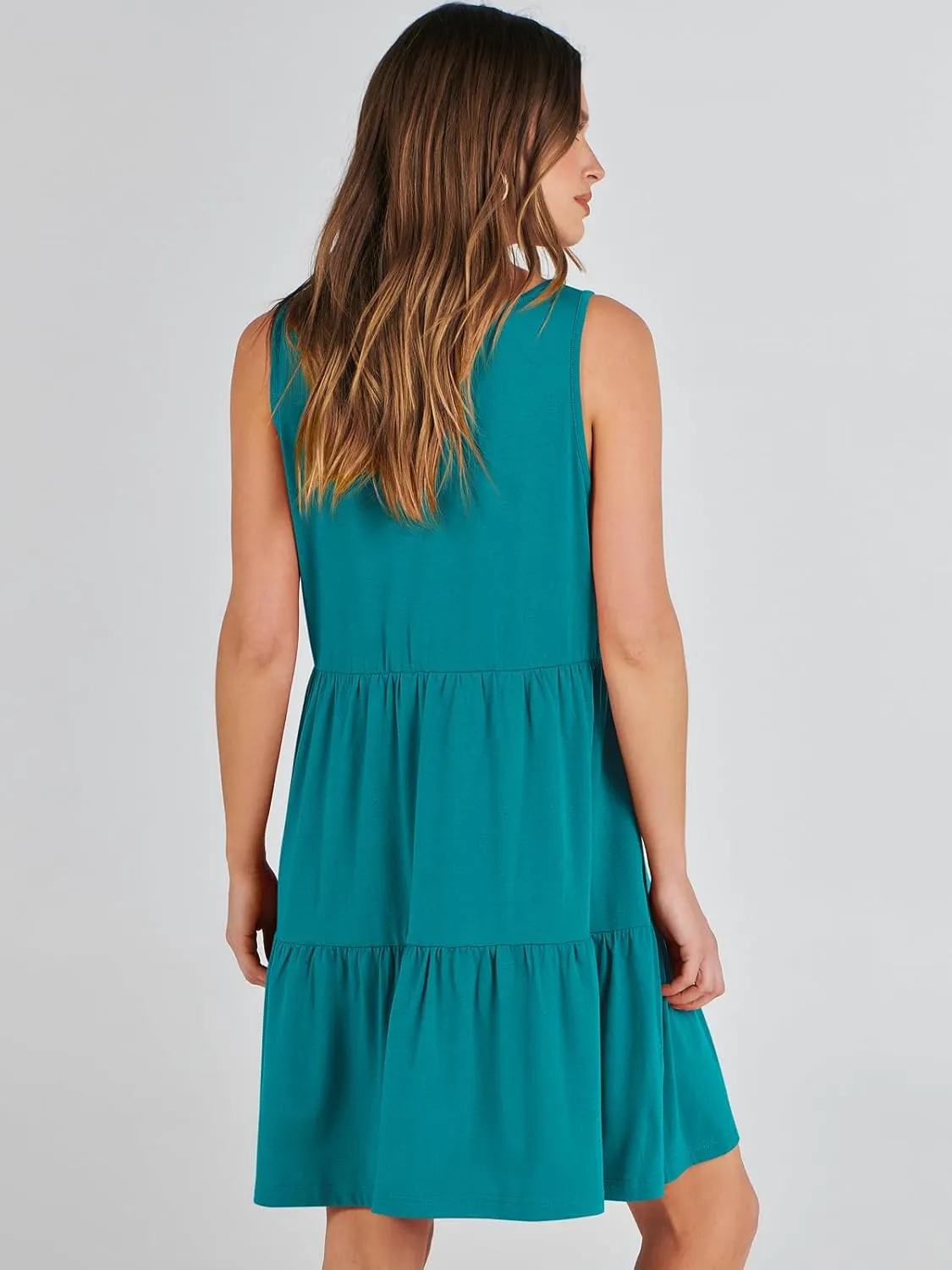 ANRABESS Womens Summer Casual Tank Dress Sleeveless V Neck T Shirt Sundress Flowy Tiered Swing Mini Beach Vacation Dresses