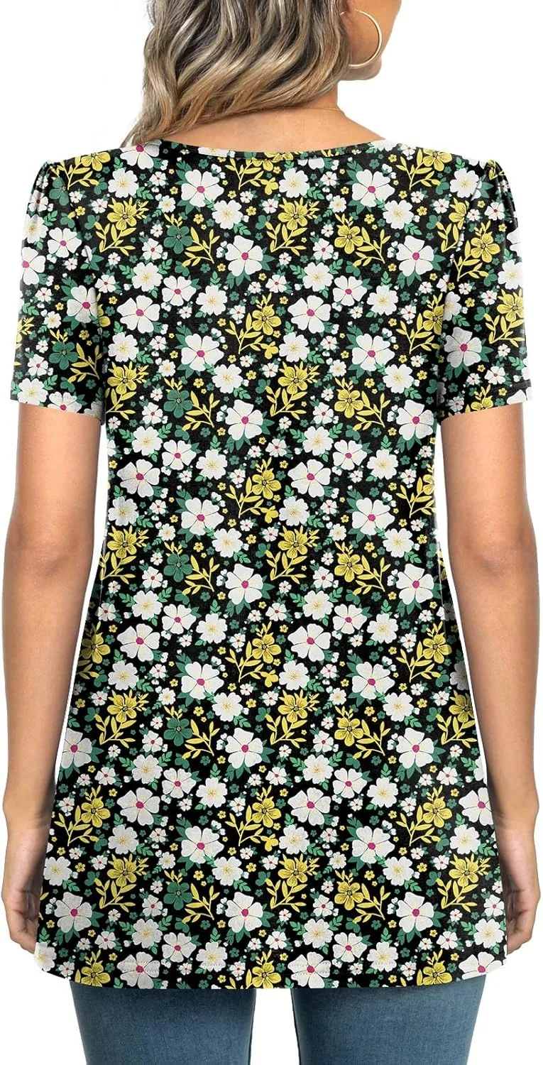 Anymeet Womens Summer Tops Casual Shirts Pleated Tunic M-3XL