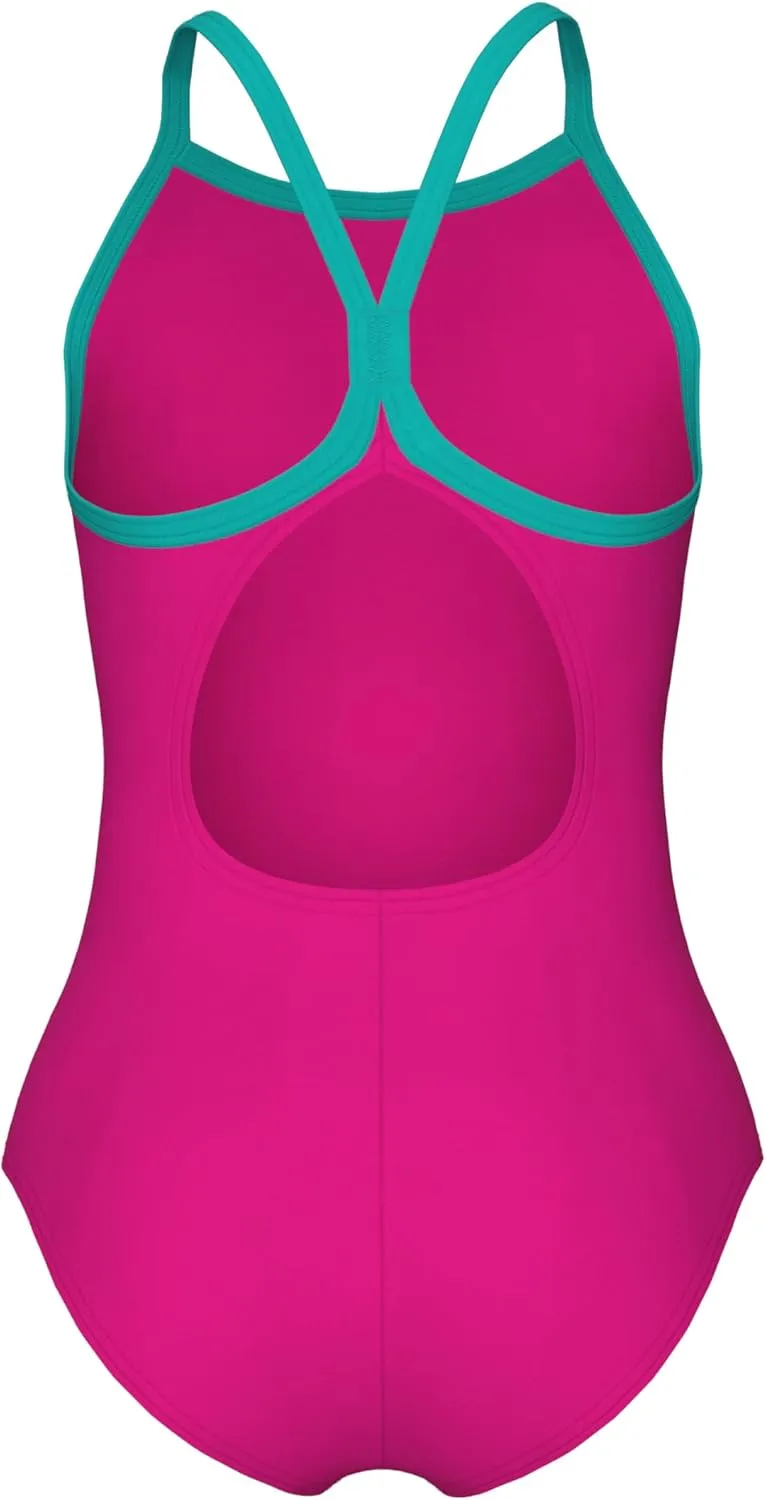 ARENA Feel Girls' Youth Light Drop Back Solid Swimsuit Waterfeel Fabric Comfortable One Piece Suit Pool or Beach