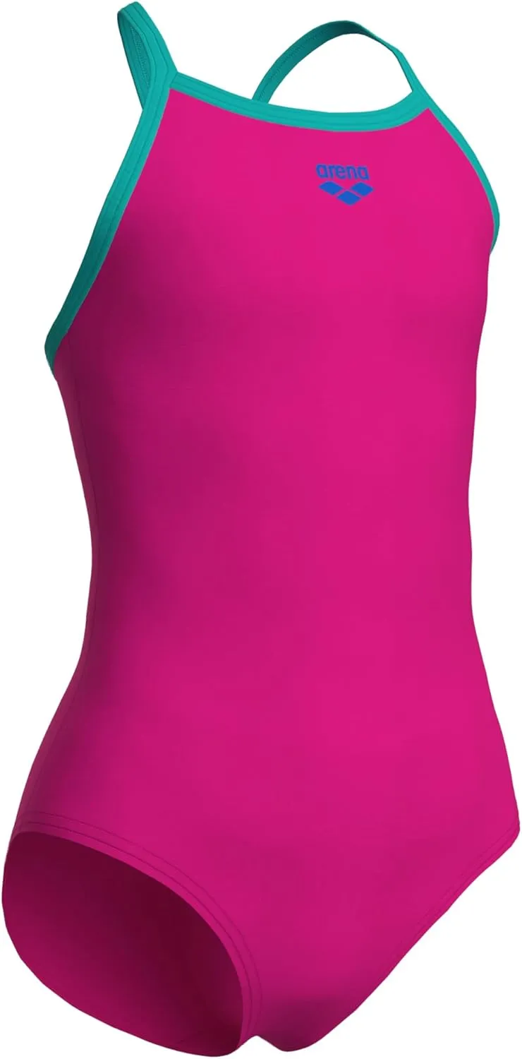 ARENA Feel Girls' Youth Light Drop Back Solid Swimsuit Waterfeel Fabric Comfortable One Piece Suit Pool or Beach