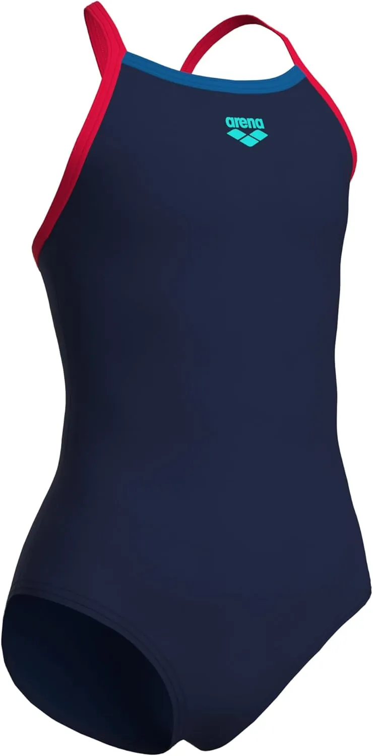 ARENA Feel Girls' Youth Light Drop Back Solid Swimsuit Waterfeel Fabric Comfortable One Piece Suit Pool or Beach