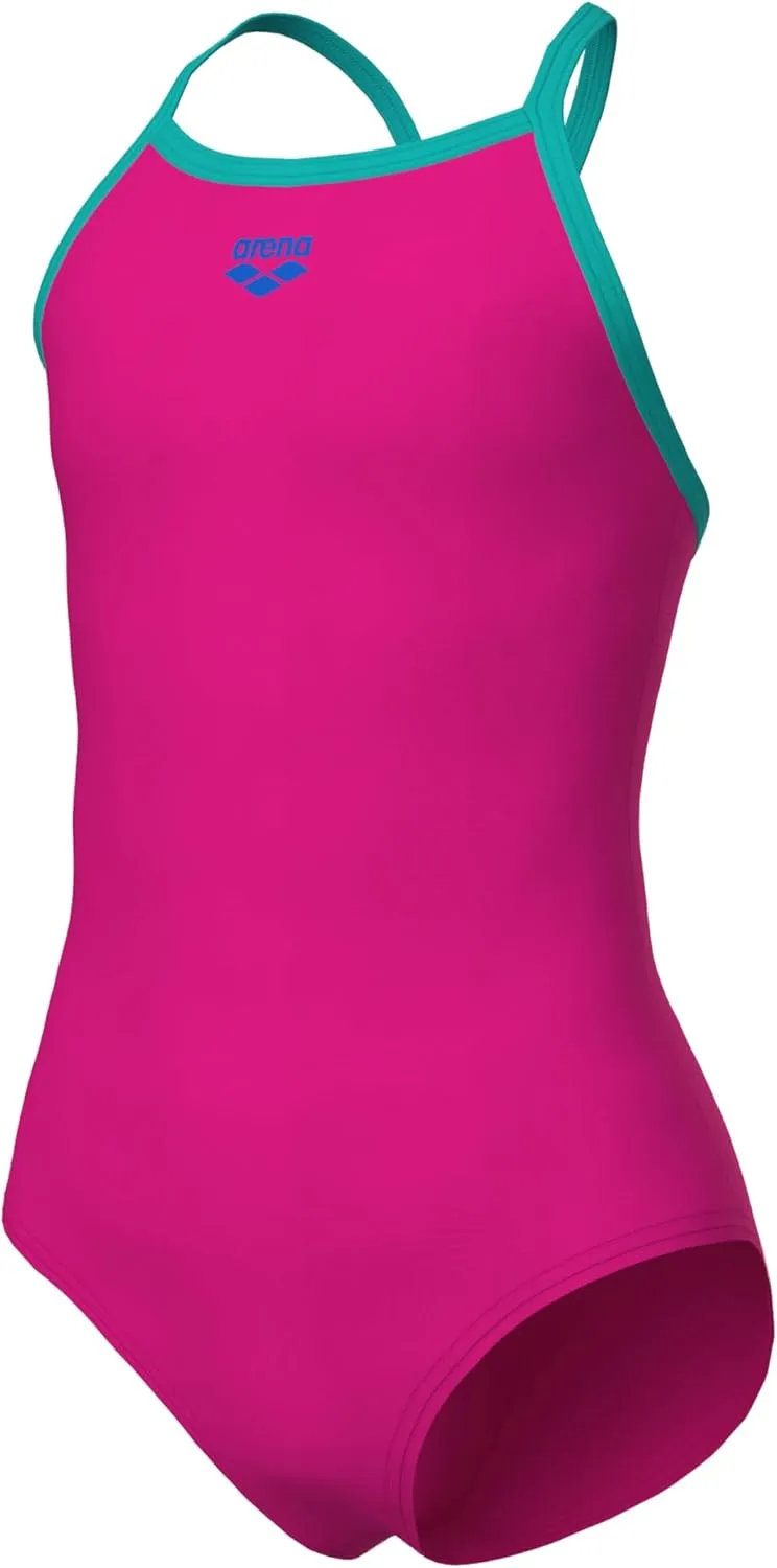 ARENA Feel Girls' Youth Light Drop Back Solid Swimsuit Waterfeel Fabric Comfortable One Piece Suit Pool or Beach