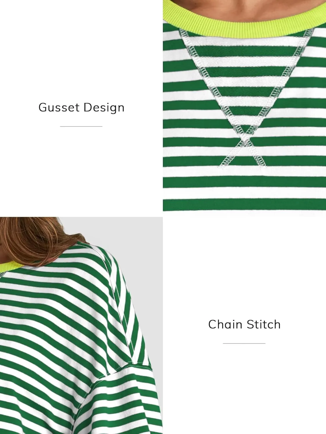 ATHMILE Women's Striped Oversized Sweatshirt Long Sleeve Shirts for Women Crewneck Hoodies Casual Pullover Top Y2K Tops