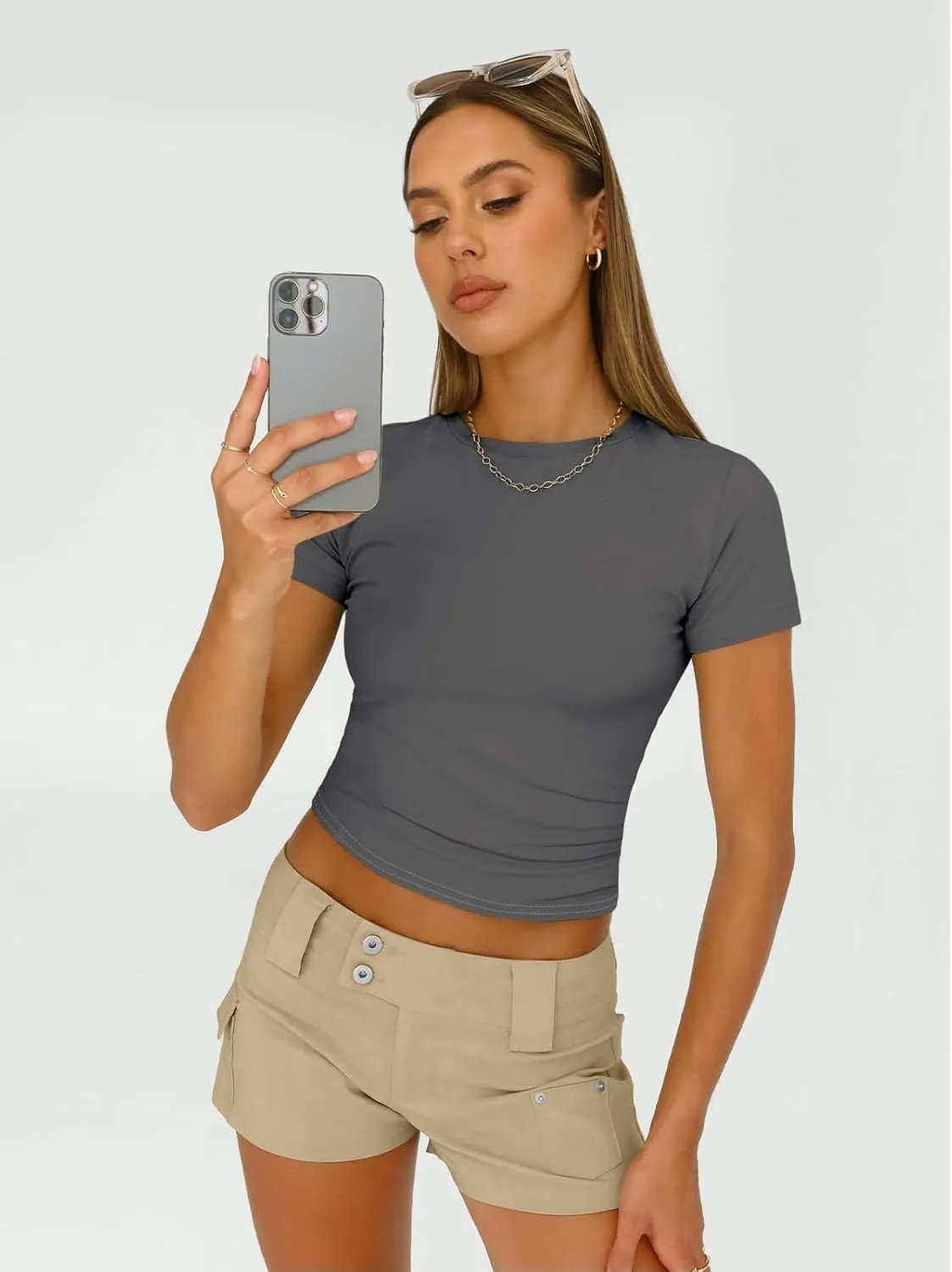 AUTOMET Womens 3 Piece Short Sleeve Shirts Basic Going Out Slim Fitted Crop Tops 2025 Summer Y2k Clothes