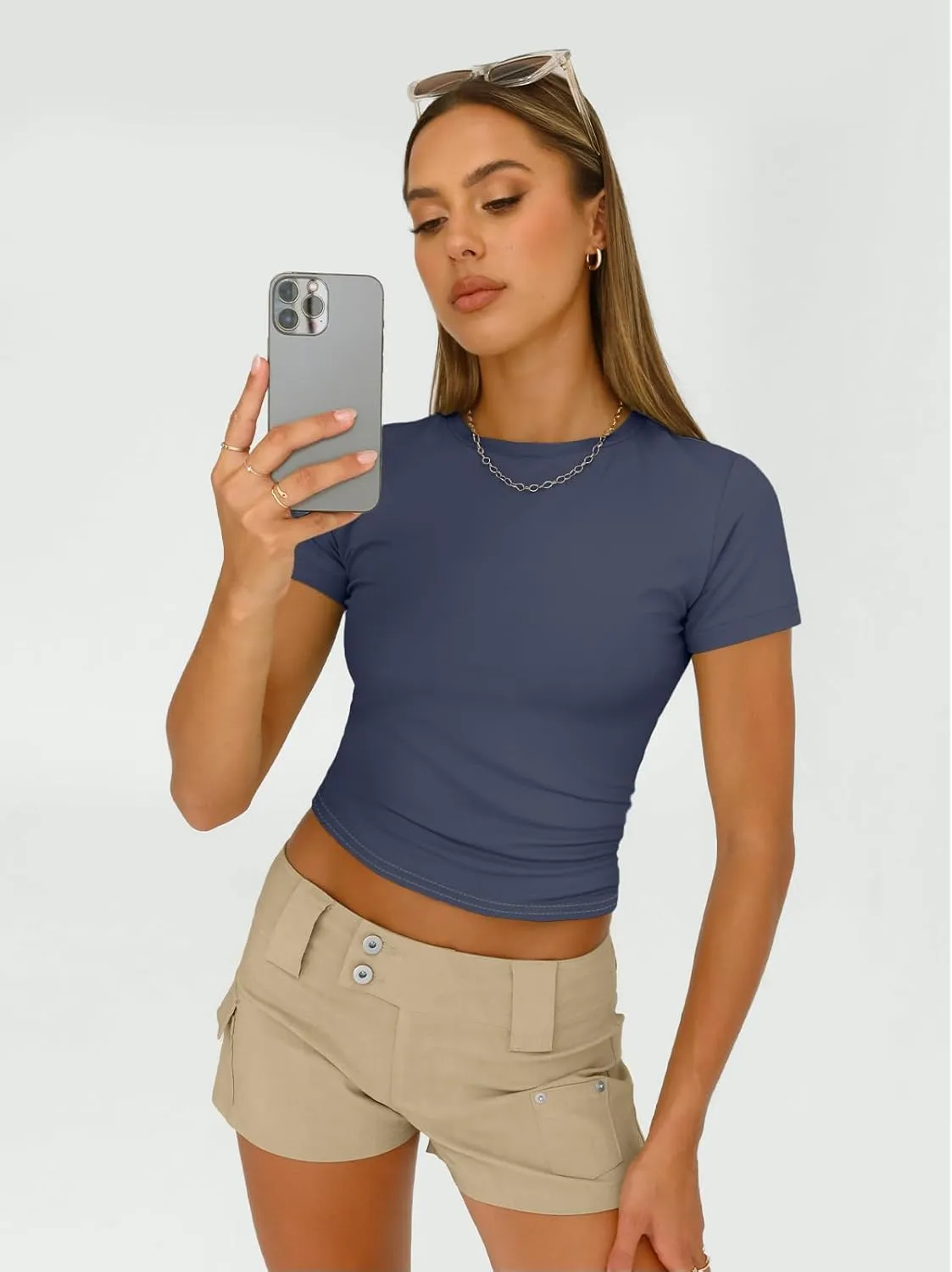 AUTOMET Womens 3 Piece Short Sleeve Shirts Basic Going Out Slim Fitted Crop Tops 2025 Summer Y2k Clothes