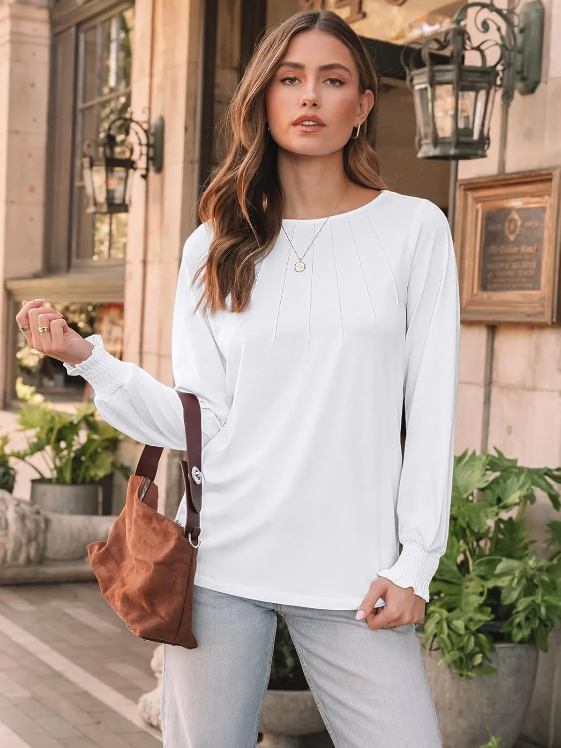 AUTOMET Womens Fall Fashion Long Sleeve Shirts Dressy Casual Pleated Basic Trendy Tops Winter Clothes 2025