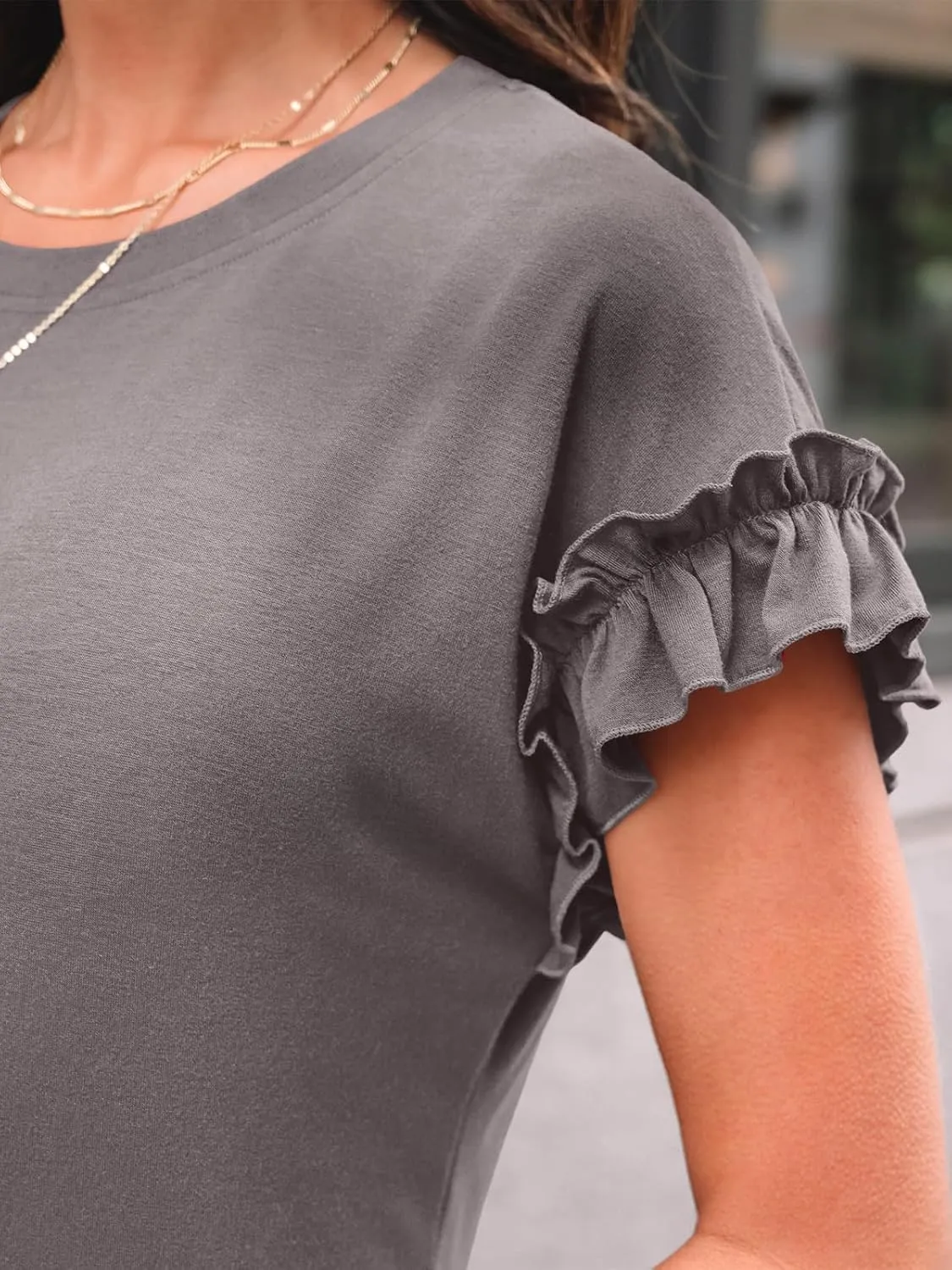 AUTOMET Womens Short Sleeve Tops Summer Tshirts Casual 2025 Cute Ruffle Crewneck Trendy Fashion Dressy Cute Work Outfits