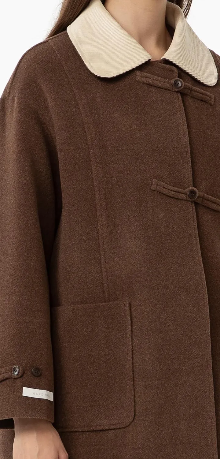 Babalet Wool Blend Pea Coat Fleece Trench Coat Turndown Collar Jacket 2024 Women Fall Fashion