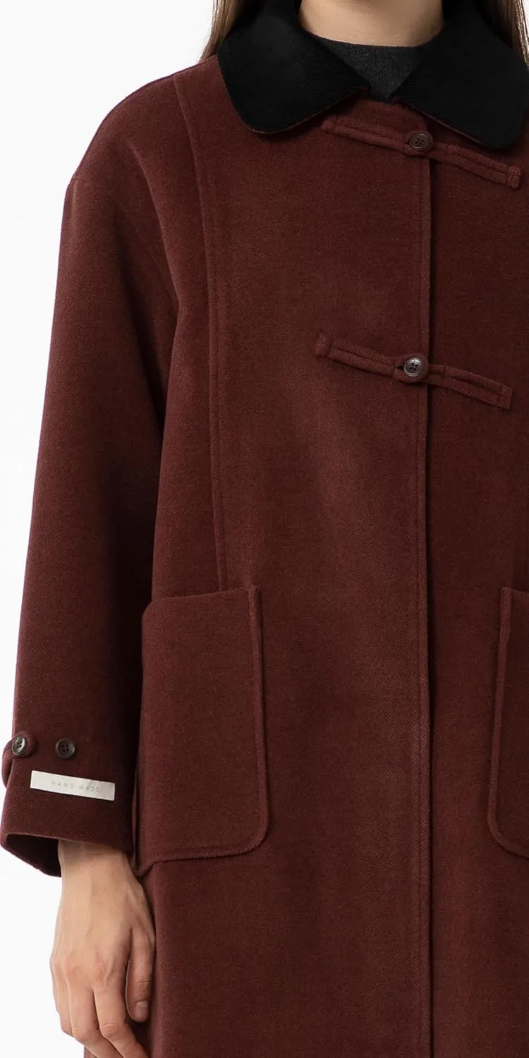 Babalet Wool Blend Pea Coat Fleece Trench Coat Turndown Collar Jacket 2024 Women Fall Fashion