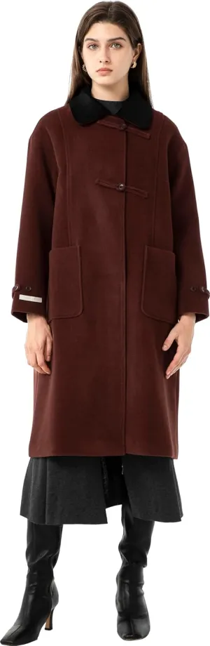Babalet Wool Blend Pea Coat Fleece Trench Coat Turndown Collar Jacket 2024 Women Fall Fashion
