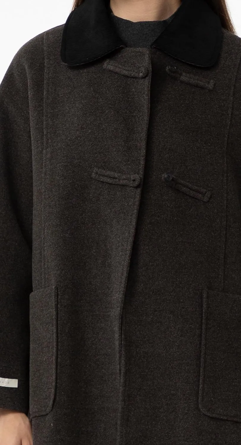 Babalet Wool Blend Pea Coat Fleece Trench Coat Turndown Collar Jacket 2024 Women Fall Fashion