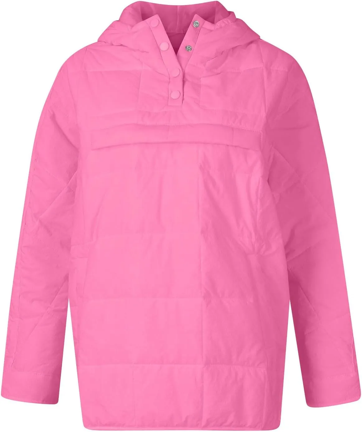 Basysin Pullover Puffer Bomber Jacket Quilted Jackets for Women Lightweight Long Sleeve Button Down Warm Coat with Pockets
