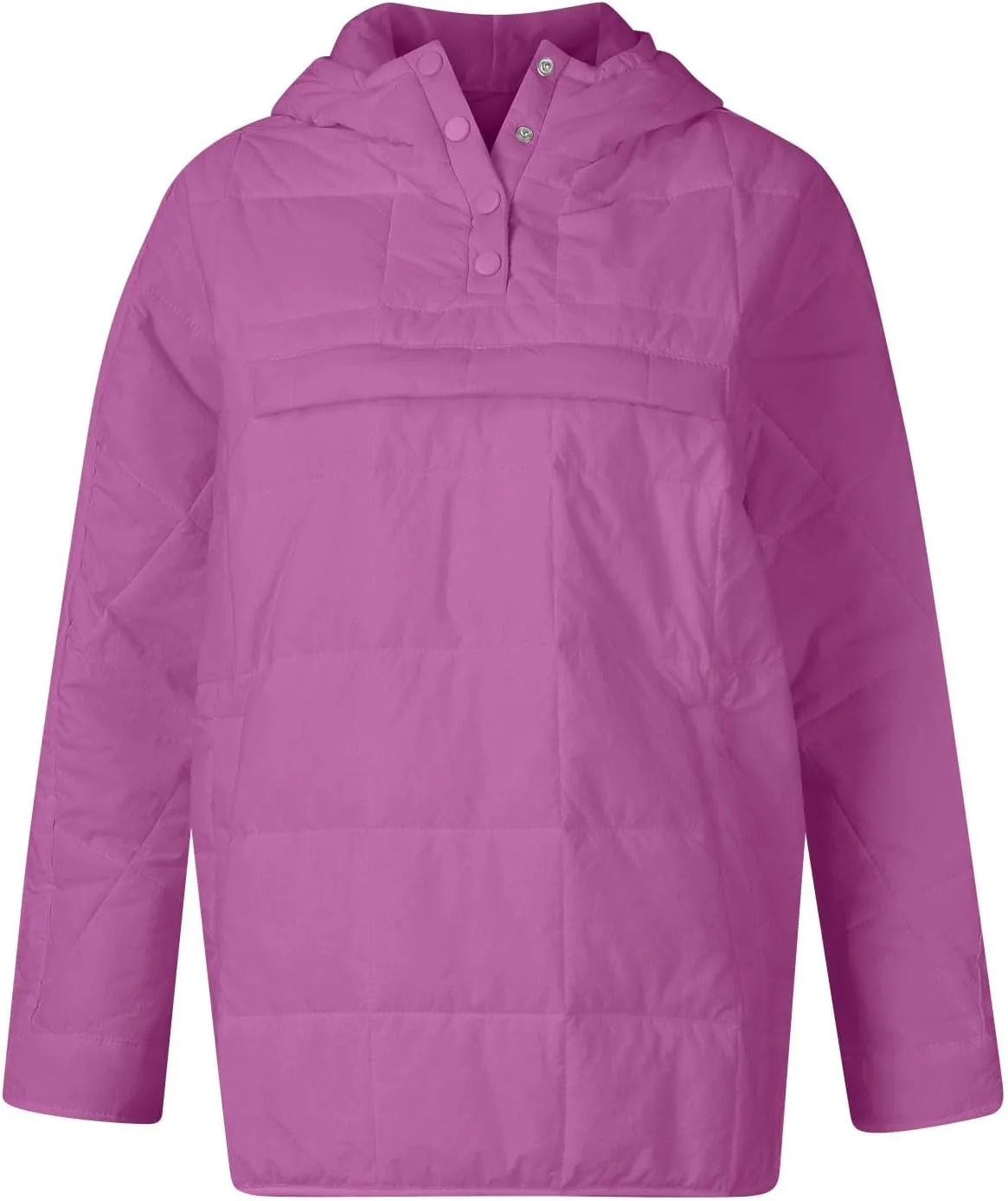 Basysin Pullover Puffer Bomber Jacket Quilted Jackets for Women Lightweight Long Sleeve Button Down Warm Coat with Pockets