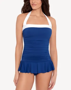 Bel Air Shirred Bandeau Skirted One Piece Swimsuit