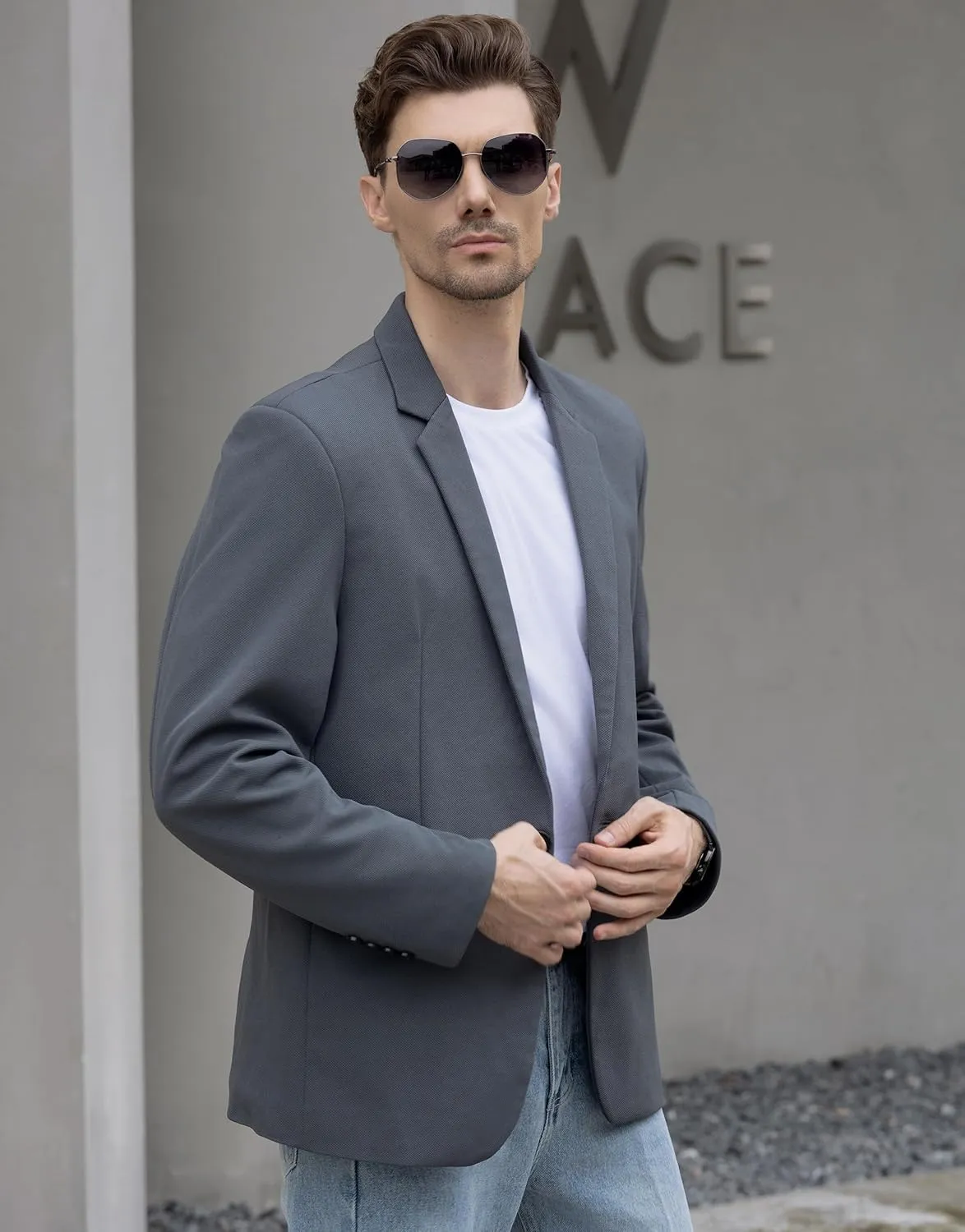 Beninos Men's Casual Blazer Suit Jackets Lightweight Sports Coats One Button