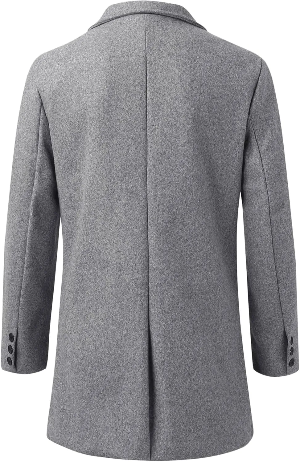 Beotyshow Mens Single Breasted Trench Coat Winter Pea Coat Notch Lapel Long Casual Overcoat