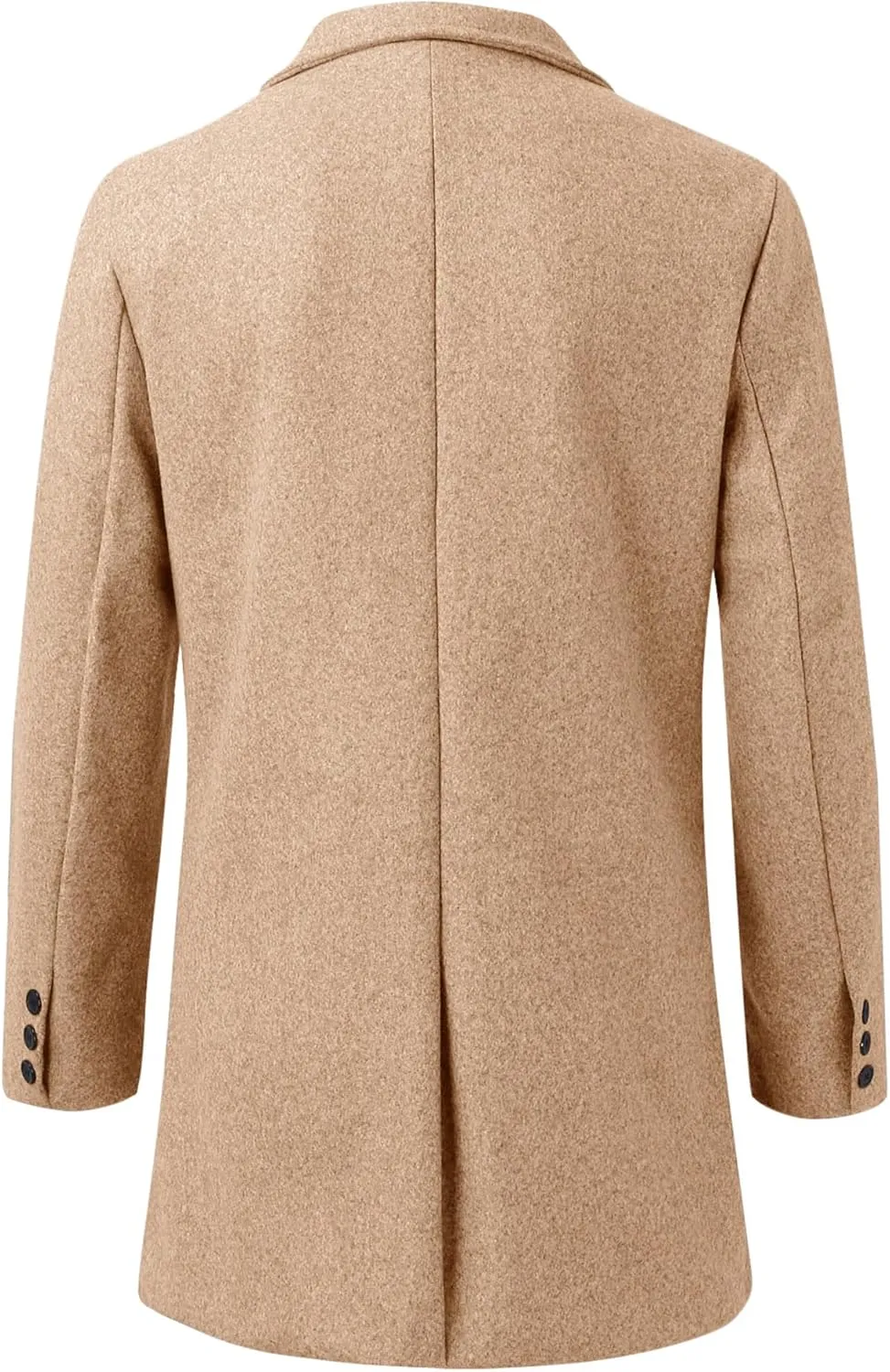 Beotyshow Mens Single Breasted Trench Coat Winter Pea Coat Notch Lapel Long Casual Overcoat