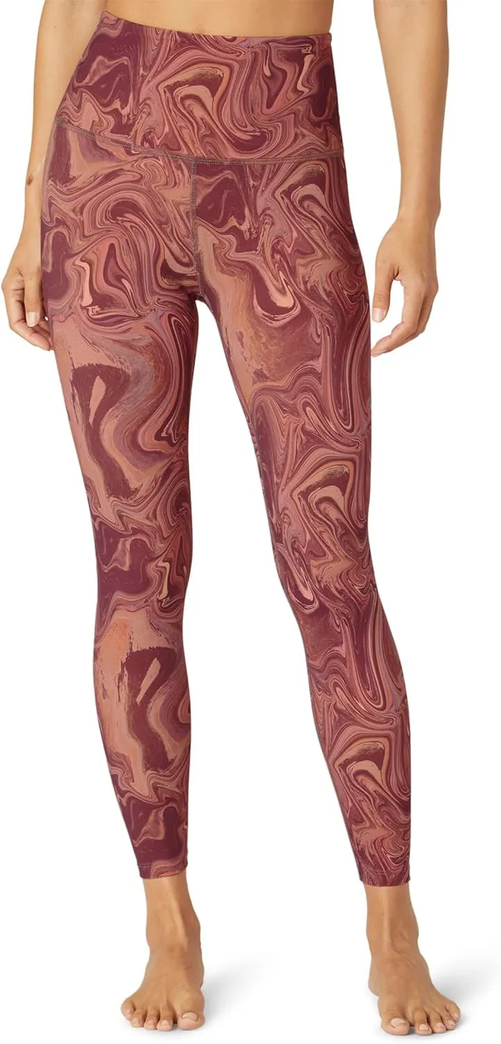 Beyond Yoga Marble High Waisted Midi Leggings for Women - Pull-on Style with All Over Print, Trendy and Comfortable Leggings