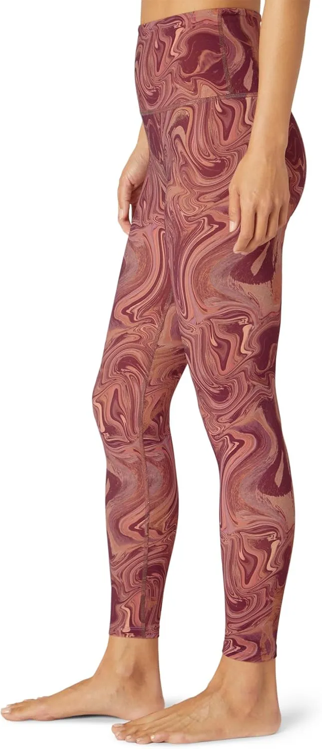 Beyond Yoga Marble High Waisted Midi Leggings for Women - Pull-on Style with All Over Print, Trendy and Comfortable Leggings